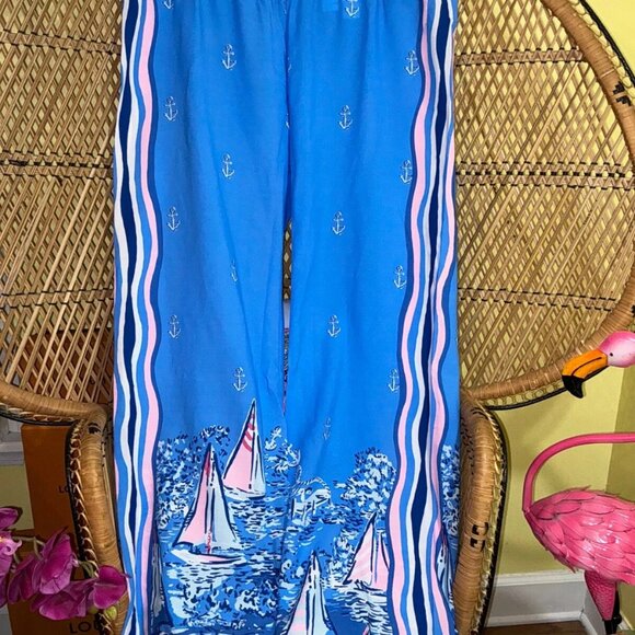 NWT Lilly Pulitzer Bal Harbour Palazzo Pants in Lapis Lazuli XL - Picture 3 of 7